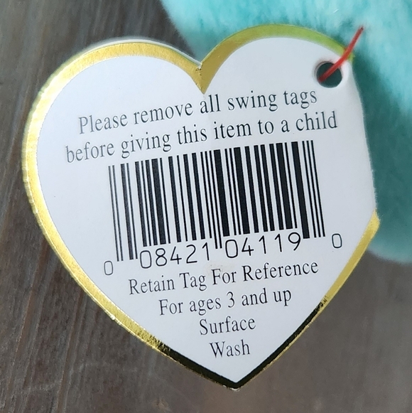 π° TY Beanie Baby β "Hippity" the Aqua Plush Bunny (1996) β Vintage Collectible - Picture 10 of 13
